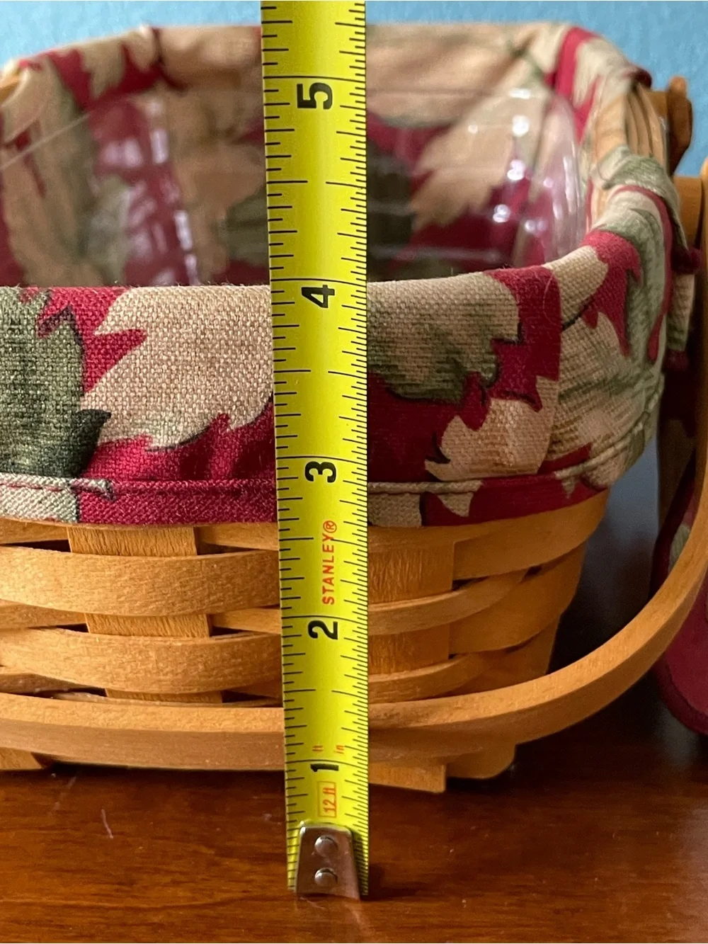 Longaberger Basket Woven Memories Yr 2000 Material Cover Plastic Liner Vintage